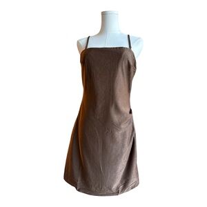 FFF36 Brown silk slip dress with adjustable straps size medium